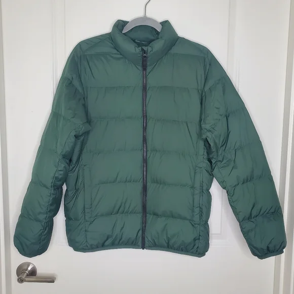Uniqlo Green 3D Wide Cut Quilted Ultra Light Down Puffer Jacket